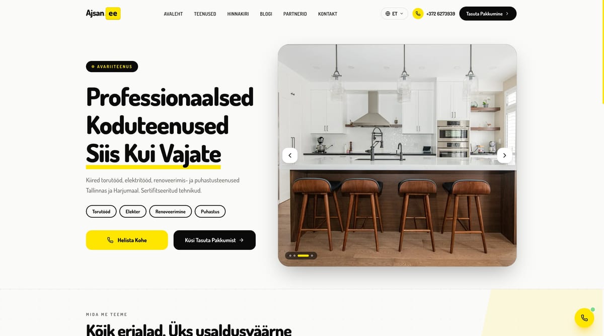 Ajsan OÜ – Koduteenuste veebileht