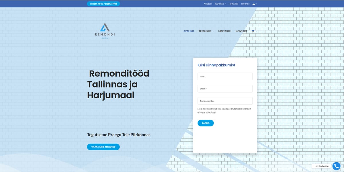Remondi Meistrid OÜ – Remonditööde veebileht